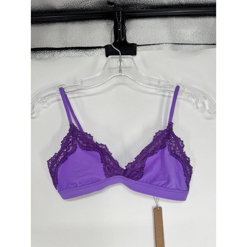 SKIMS Fits Everybody Lace Triangle Bralette Bra Purple Small Ultra Violet Multi